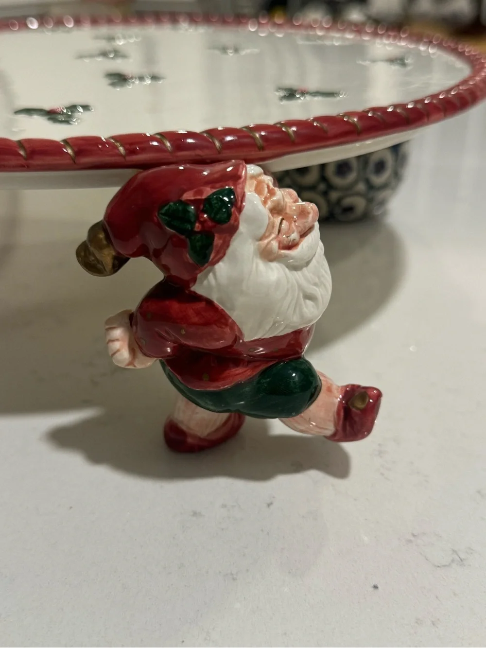 Rare / Fitz & Floyd Old World Christmas Elves 12-Inch Pedestal Cake Stand